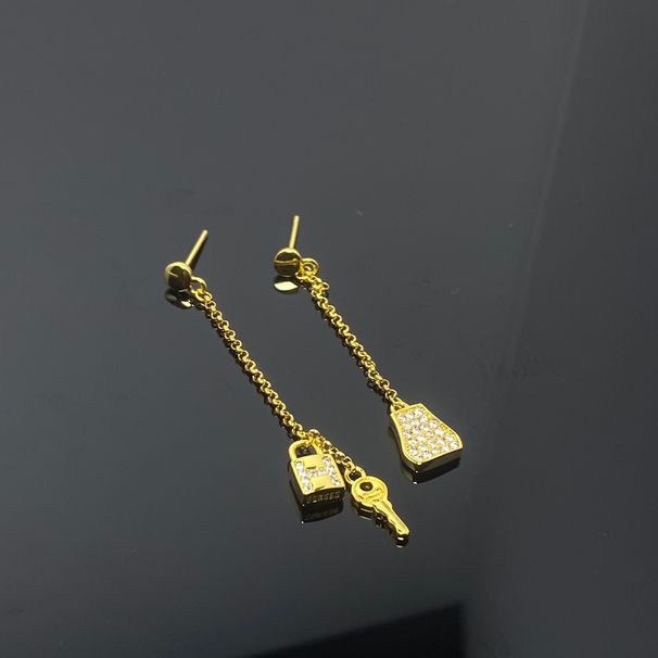 European and American brand pendants, metal pendants, earrings with long chain ear clips, women's silver gold star moon earrings, jewelry_ipsvogv.com