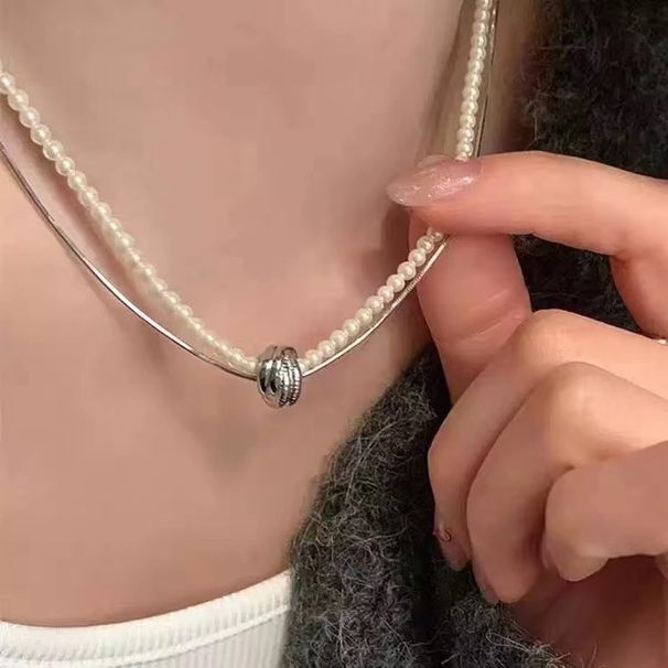 South Korea's East Gate Pearl Snake Bone Layered Necklace For Women's New Simple, Small, And High End Collar Chain_ipsvogv.com