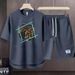 Men's Clothing 2024 Waffle Casual Summer Suit Loose Teen Short sleeved T shirt Shorts Handsome Two piece Suit_ipsvogv.com