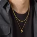 Stylish Black Square Necklace For Men Golden Color 14k Yellow Gold Rope Cuban Box Figaro Wheat Chain Double Layered_ipsvogv.com