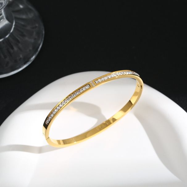 Mantianxing Simple and Fashionable High Grade Titanium Steel Bracelet with Half Ring Diamonds for Women, Personalized_ipsvogv.com