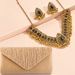 Retro Middle Eastern style fashion diamond water drop temperament exaggerated ladies necklace female earrings evening clutch three piece set_ipsvogv.com