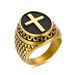 Punk Titanium Steel Gold-Plated Color-Retaining Cross Ring_ipsvogv.com