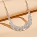 Women’s Jewelry Set Fashion New Style Dazzling Full Diamond Rhinestone Necklace Earrings Set Bridal Wedding Jewelry Temperament Simple Versatile Set_ipsvogv.com