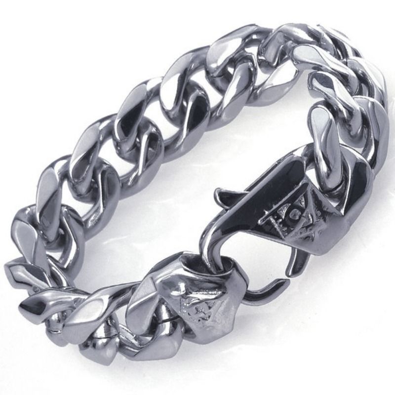 316L Stainless Steel Tone 15.8mm Necklace 377 Bracelet 210 Freemasonry Masonic Mason Heavy for Mens_ipsvogv.com