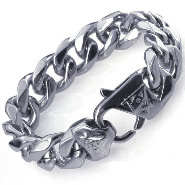 316L Stainless Steel Tone 15.8mm Necklace 377 Bracelet 210 Freemasonry Masonic Mason Heavy for Mens_ipsvogv.com