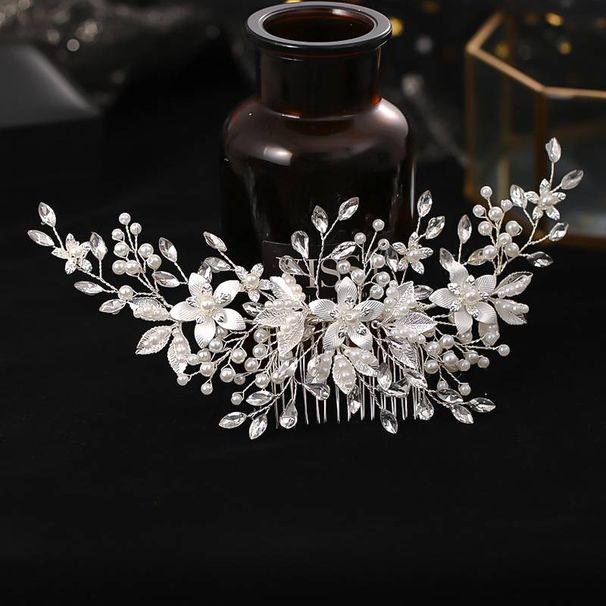 Original Bridal Jewelry Alloy Pearl Hair Comb Insert Comb Handmade Bridal Wedding Headdress_ipsvogv.com