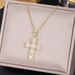 Classic Cross Pendant Titanium Steel Necklace Copper Micro Inlaid Zircon Jewelry Collarbone Chain_ipsvogv.com