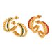 Double Hoop Earrings Titanium Steel Cubic Zirconia & Wave Design Hypoallergenic Lightweight Jewelry For Women_ipsvogv.com