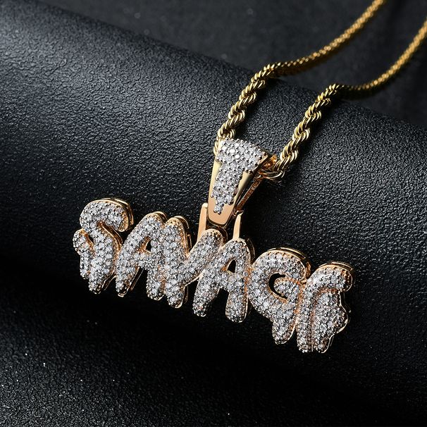 Unisex Hot Selling Necklace Men's Rap SAVAGE Hip Hop Pendant Micro Inlaid Zircon Necklace_ipsvogv.com