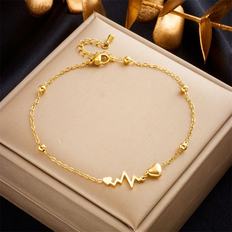 Fashionable niche high-end light luxury simple versatile temperament metal titanium steel oil drop love butterfly pendant anklet_ipsvogv.com