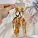 Colorful Dopamine Silk Cloth Fabric Long Tassel Bow Earrings For Women Bohemian Design Handmade Ear Hoop Jewelry Party Gift_ipsvogv.com