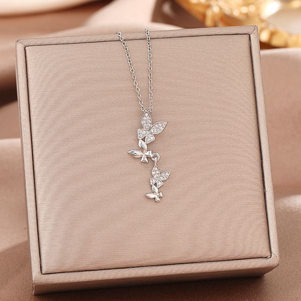 Korean Tassel Butterfly Light Luxury Temperament Gorgeous Full Diamond Necklace Female Internet Celebrity Versatile_ipsvogv.com