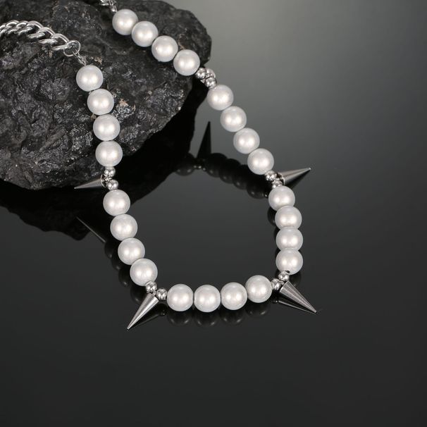 Hip Hop Punk Spliced Reflective Bead Rivet Necklace Women's Trendy Couples Versatile Hoodie Chain for Men_ipsvogv.com