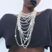 Fashion blogger same bead necklace Bohemian holiday style multi layer irregular shell necklace_ipsvogv.com