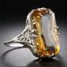 Sanjie Yellow Crystal Hollow Carved Ring Exaggerated Silver Hand Jewelry_ipsvogv.com