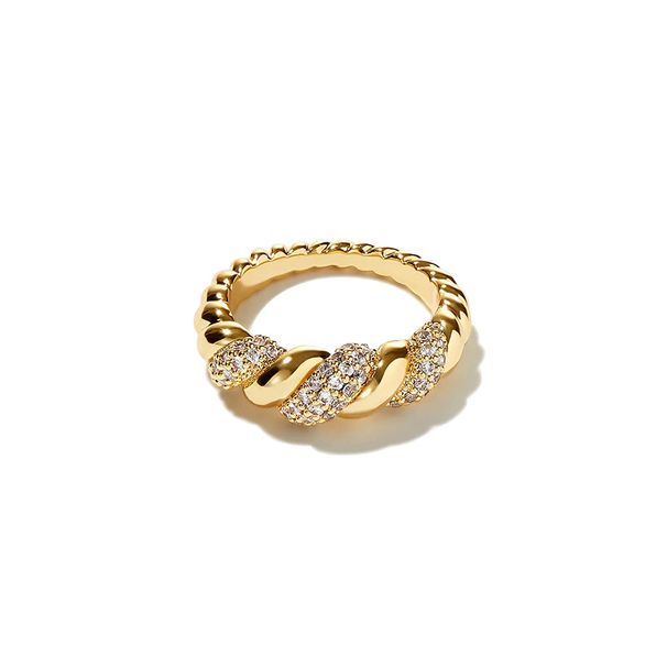 Women's Jewelry Rope Ring Full Of Diamond RingHigh End Design Fashion Twist Retro Index Finger Ring Pinky Ring_ipsvogv.com
