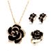 Women's Jewelry Set Three Piece Set Black Rose Earrings Necklace Bracelet Wedding Set_ipsvogv.com