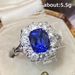 Cao Shi's natural royal blue zircon ring (women's copper plated rhodium) luxury wedding jewelry_ipsvogv.com