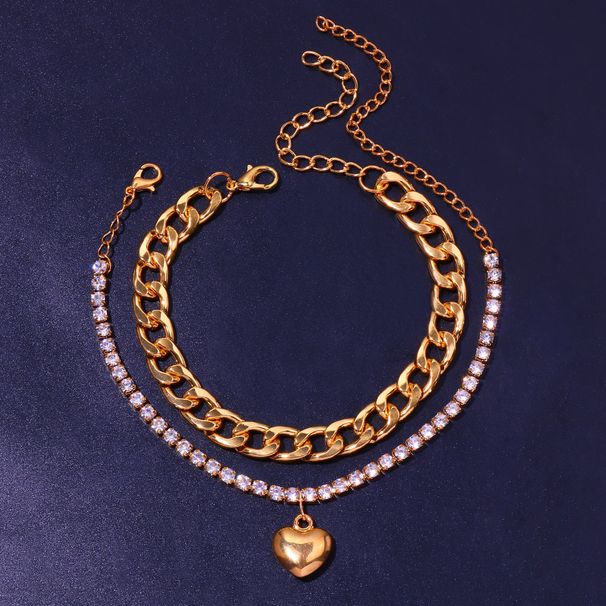 Jewelry Novel Fashion Diamond Pendant Anklet All-match Hip-hop Titanium Steel Double-layer Anklet_ipsvogv.com