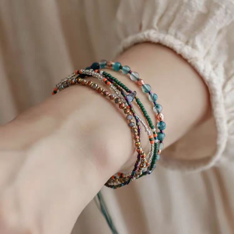 Colorful Ethnic Style Bead Woven Bracelet For Women, Adjustable, New Chinese Style, Niche Hand Rope, Light Luxury,_ipsvogv.com