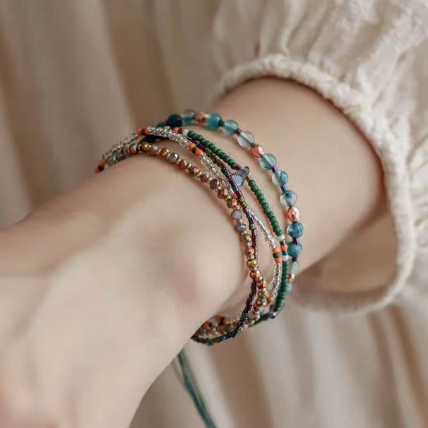 Colorful Ethnic Style Bead Woven Bracelet For Women, Adjustable, New Chinese Style, Niche Hand Rope, Light Luxury,_ipsvogv.com