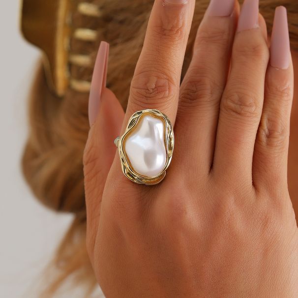 European And American French Retro Special-shaped Pearl Ring For Women, Exaggerated Ring, Personalized Niche Design, Trendy Open Ring_ipsvogv.com