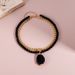 Small Retro Simple Big Water Drop Pendant Necklace Double Layer Beaded Clavicle Chain_ipsvogv.com