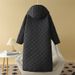 Women's Clothing Large size women's clothing 200 pounds fat MM autumn and winter fashion slim hooded bag strip round mouth pocket long cotton coat_ipsvogv.com