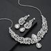 Bridal Necklace And Earrings Two-Piece Set Wedding Dress Accessories Chain Exaggerated Inlaid Alloy Jewelry Hot Sale_ipsvogv.com