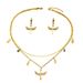 Personalized earring necklace set, niche inlaid zircon ear buckle double-layer design, long collarbone chain_ipsvogv.com