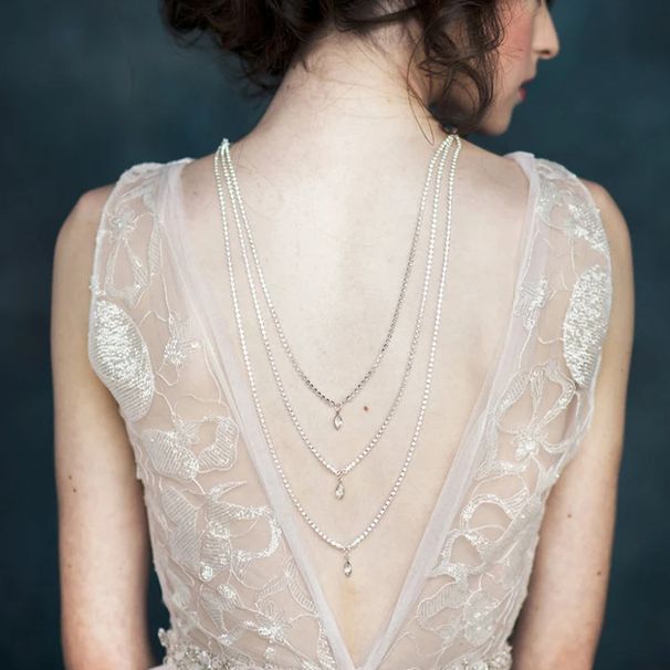 New Water Drop Fringed Back Chain, Bridal Wedding Multi-layer Full Diamond Necklace Body Chain Body Chain06_ipsvogv.com