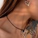Women’s Jewelry Set Fashion Titanium Steel Retro Peach Heart Leather Rope Chain Necklace Earrings Set_ipsvogv.com