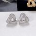 Cao Shi's Geometric Full Diamond For Women's Fashion Commuting Trend, Three-dimensional Texture Triangular Earrings_ipsvogv.com
