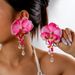 Women’s Jewelry Set Fashion Romantic Fashion All Match Colorful Three Dimensional Large Flower Tassel Pendant Earrings Simulation Flower Earrings_ipsvogv.com