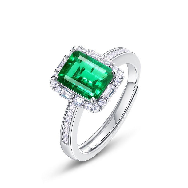 Willson Jewelry Colored Gemstone Luxury Cultivated Emerald Ring Female S925 Silver Inlaid Full Diamond Hand Jewelry Fashion Gemstone_ipsvogv.com