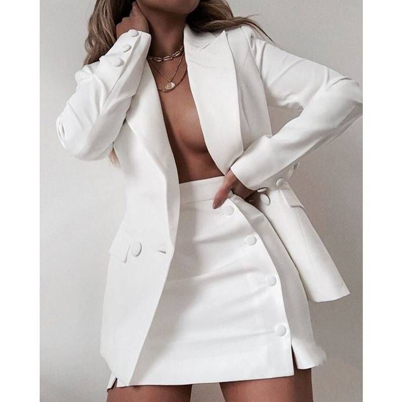 Women's Clothing fashion suit tops + short skirt two-piece suits _ipsvogv.com