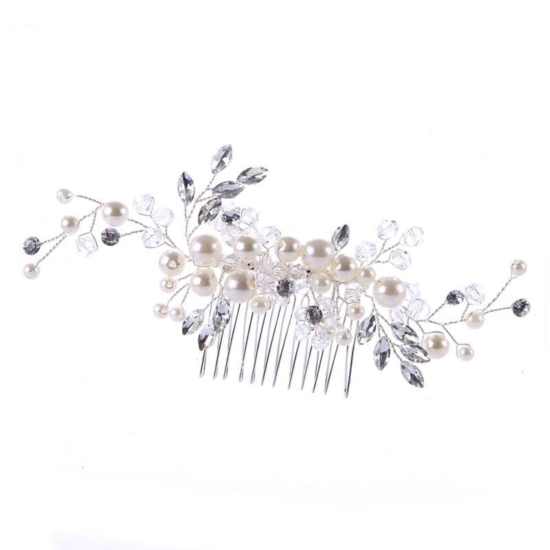 New Pearl Hair Comb White Crystal Headdress Banquet Hair Wedding Dress Accessories Bride Headdress Comb_ipsvogv.com