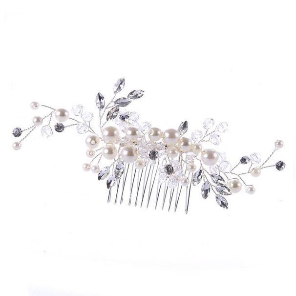 New Pearl Hair Comb White Crystal Headdress Banquet Hair Wedding Dress Accessories Bride Headdress Comb_ipsvogv.com