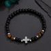 Cross Tiger Stone Beaded Bracelet For Men, Trendy Hip-Hop Niche High-End Feel, Simple Turquoise Hand Jewelry_ipsvogv.com