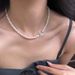 S Pure Silver Light Luxury Niche Ribbon Bowknot Shi Family Pearl Necklace For Women High-end Clavicle Chain Versatile_ipsvogv.com