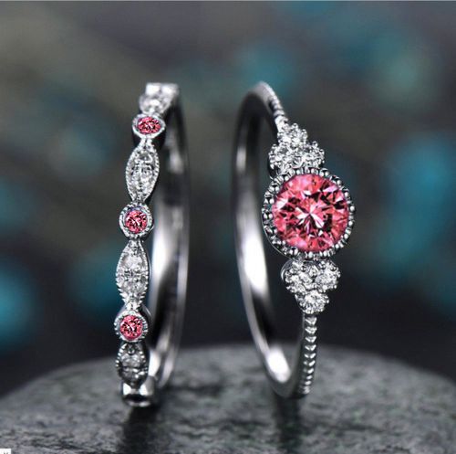 Fashionable And Versatile Zircon Women's Two-piece Set With Micro Inlaid Powder Ring Jewelry_ipsvogv.com