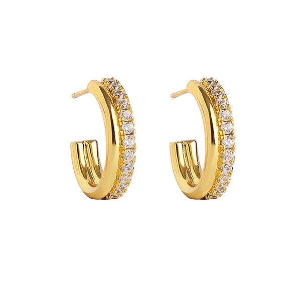 Women's Jewelry Double Layer Zircon Hoop Earrings High End Light Luxury Earrings Temperament Versatile Earrings_ipsvogv.com