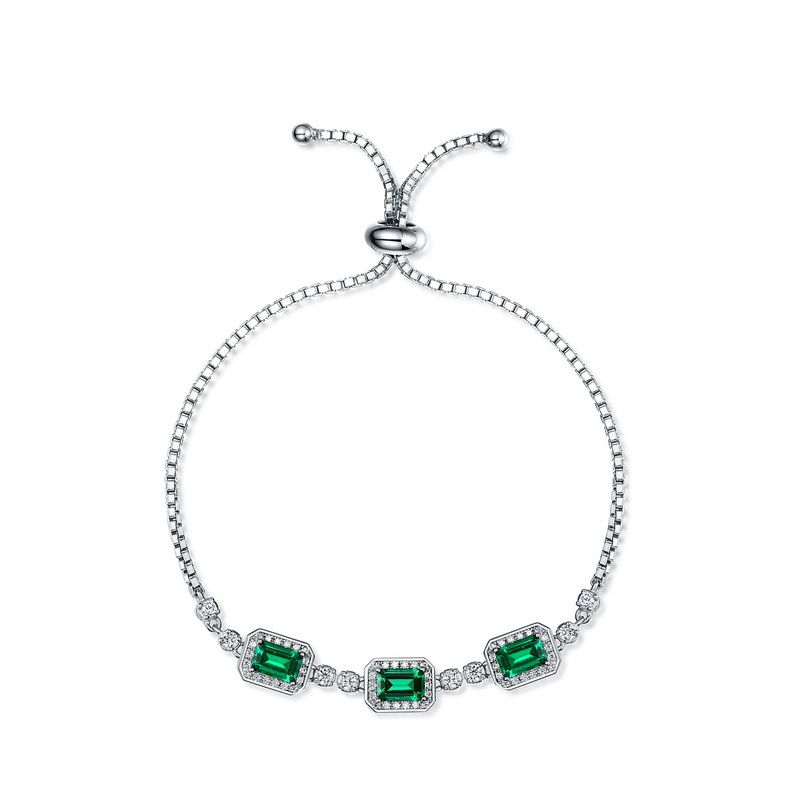 S925 sterling silver cultivated emerald bracelet for women with diamonds light luxury niche retro jewelry bracelet_ipsvogv.com