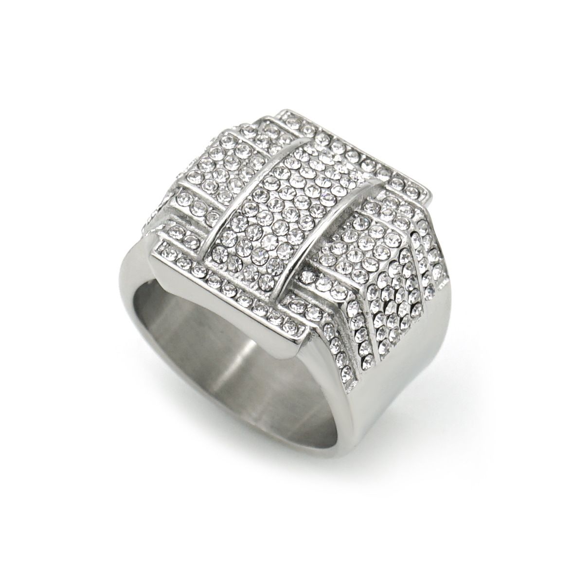 316 stainless steel/titanium steel gold plated full diamond luxury hip hop ring_ipsvogv.com