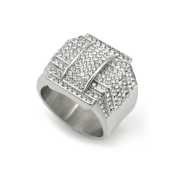 316 stainless steel/titanium steel gold plated full diamond luxury hip hop ring_ipsvogv.com