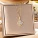 Korean Version Four Leaf Clover Titanium Steel Necklace For Women, Light Luxury, Niche, Diamond Inlaid Lucky Grass_ipsvogv.com
