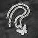 Elegant Necklace With 9mm Cuban Chain Butterfly Pendant Choker Hip Hop Jewelry_ipsvogv.com