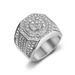 Luxurious Men's With Full Diamond Inlay Hip-Hop Steel Titanium Octagonal Ring_ipsvogv.com