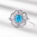 new Shining Colored Gem Flower Ring S925 Silver Ice Flower Cut High Carbon Diamond Open Finger Ring Light Luxury_ipsvogv.com